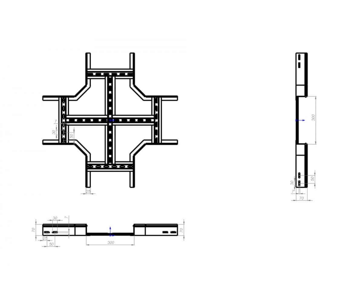 Х-секция замковая к лоткам лестничным НЛЗХгц-900х70-1,5 горячеоцинкованная