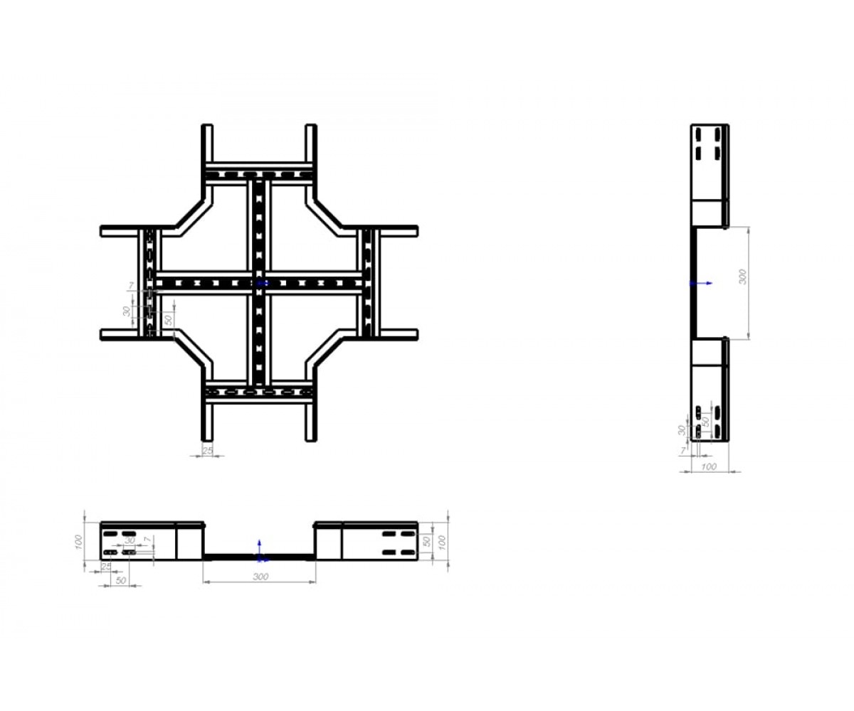 Х-секция замковая к лоткам лестничным НЛЗХгц-500х100-1,2 горячеоцинкованная