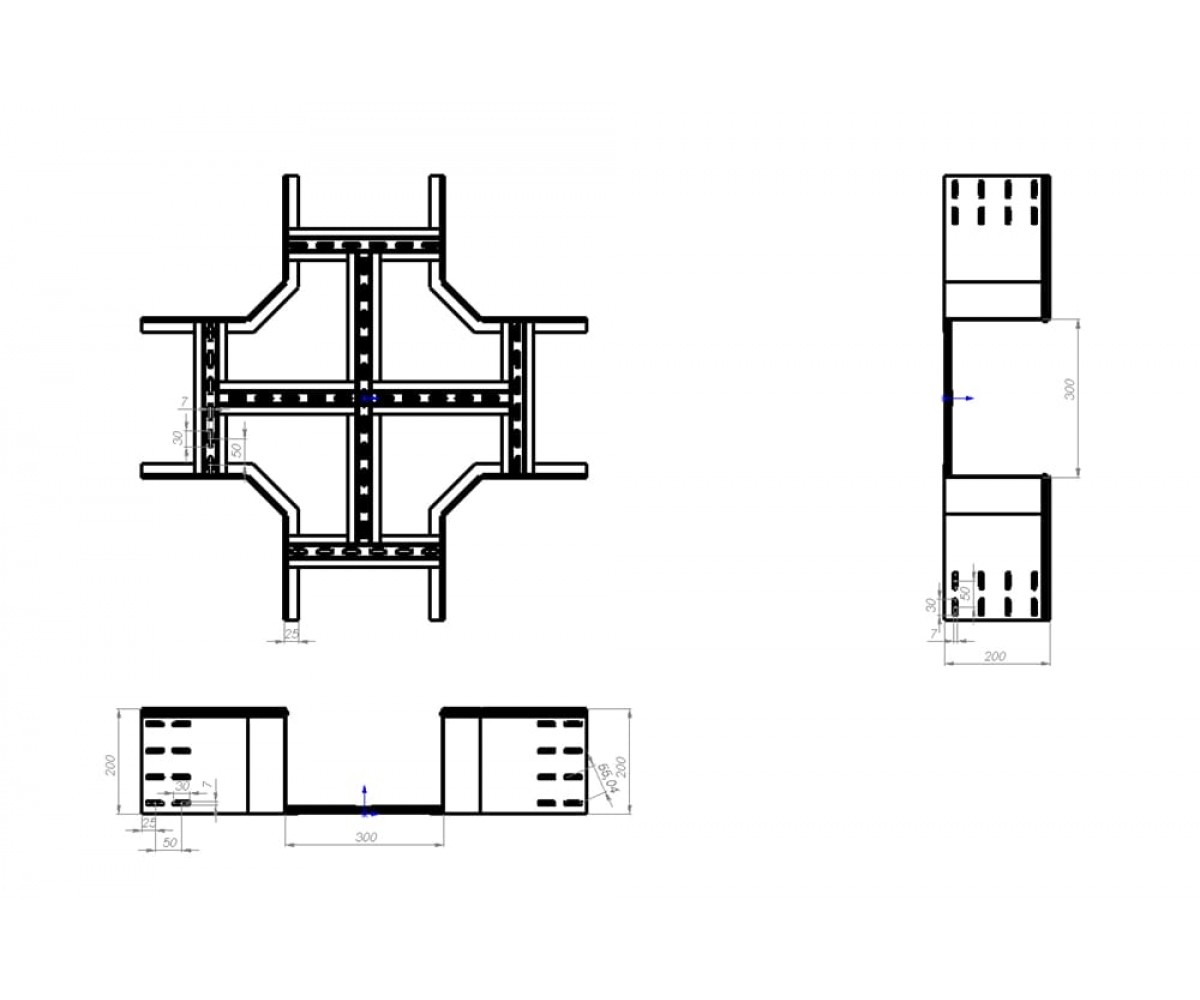 Х-секция замковая к лоткам лестничным НЛЗХгц-1000х200-1,5 горячеоцинкованная