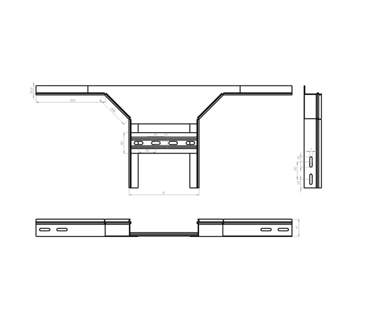 Ответвитель лестничный замковый НЛЗОгц-600х50-1,2 горячеоцинкованный