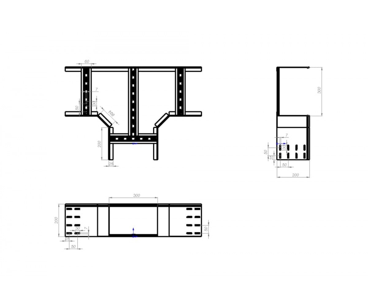 Т-отвод лестничный замковый НЛЗТгц-1000х200-1,2 горячеоцинкованный
