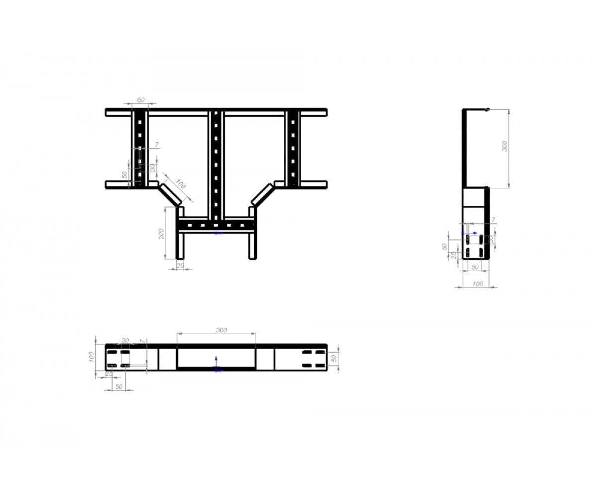 Т-отвод лестничный замковый НЛЗТ-1000х100-1,5 оцинкованный