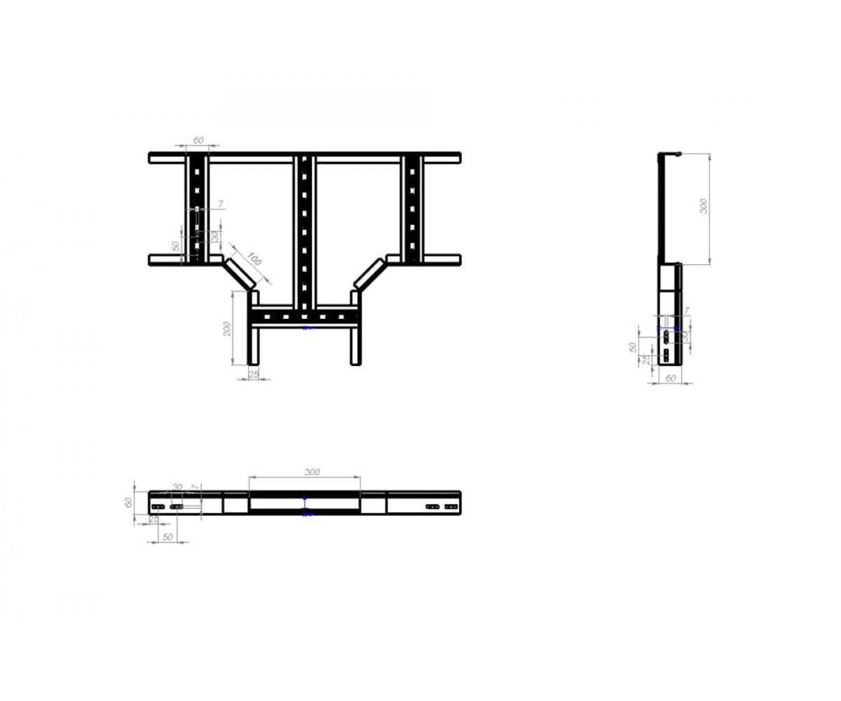 Т-отвод лестничный замковый НЛЗТ-1000х60-1,5 оцинкованный