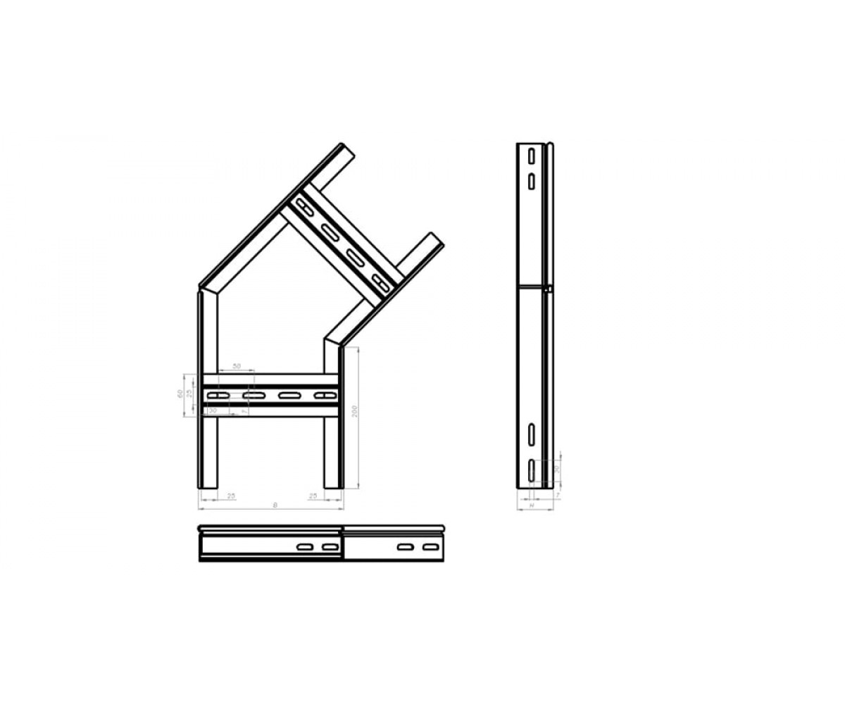 Угол горизонтальный лестничный замковый 45° НЛЗУ-400х100-1,2-45 оцинкованный