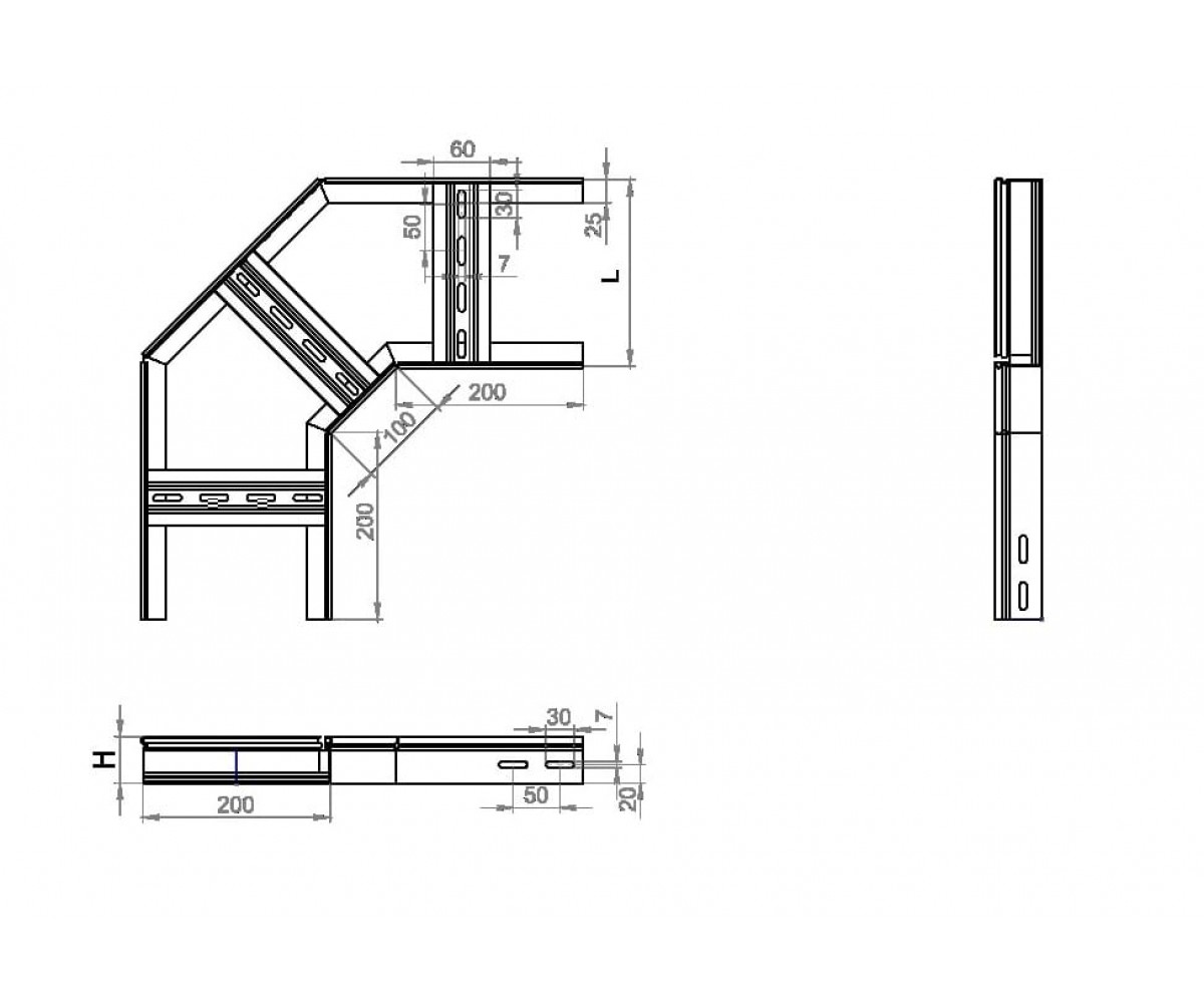 Угол горизонтальный лестничный замковый 90° НЛЗУ-900х150-1,5-90 оцинкованный