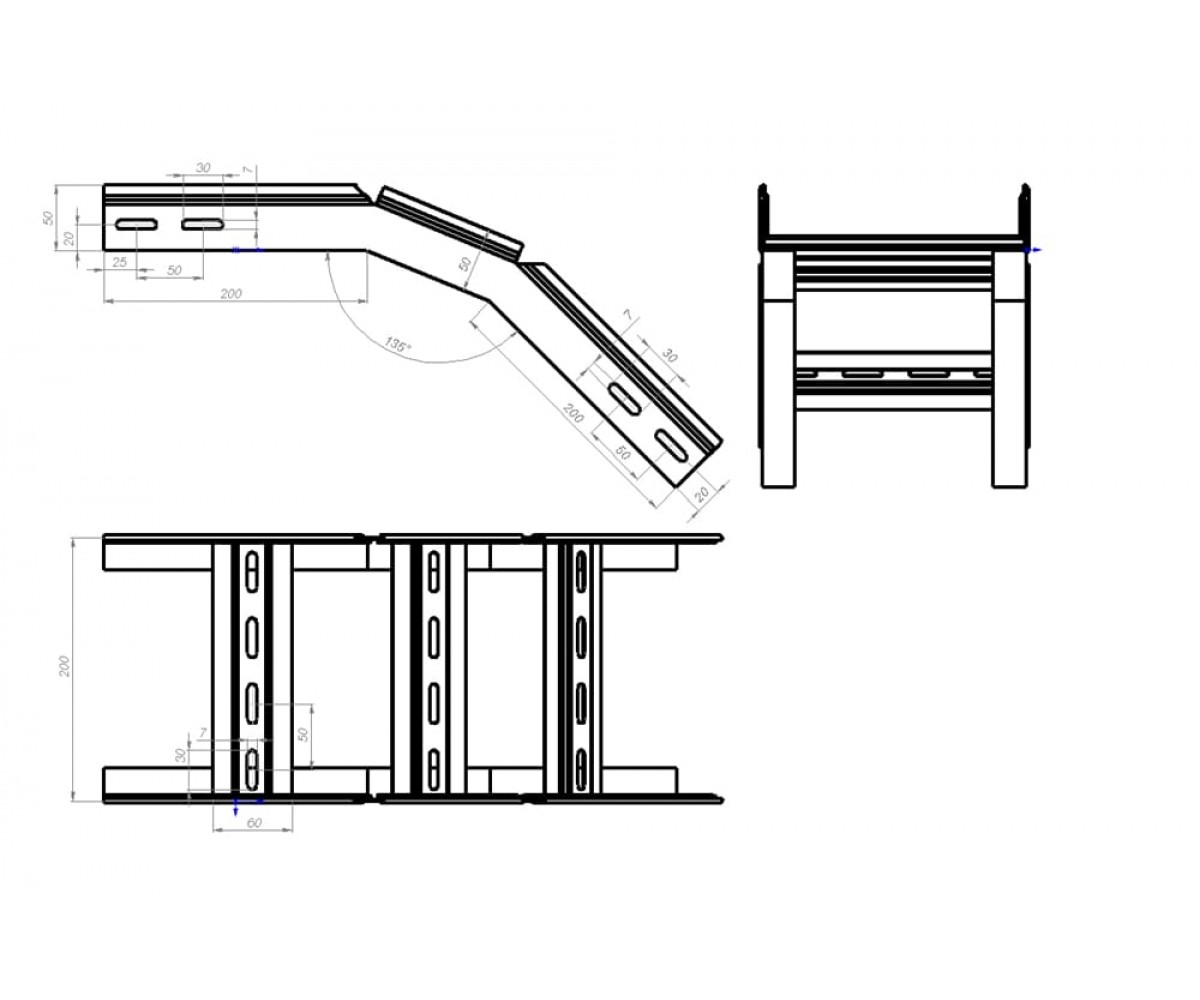 Угол внешний (спуск) лестничный замковый НЛЗСэц-1000х150-1,5-45 электрохимическое цинкование