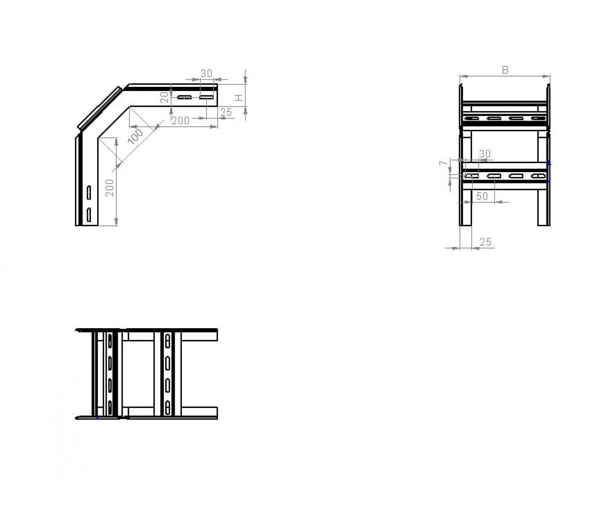 Угол внешний (спуск) лестничный замковый НЛЗСэц-600х100-1,2-90 электрохимическое цинкование