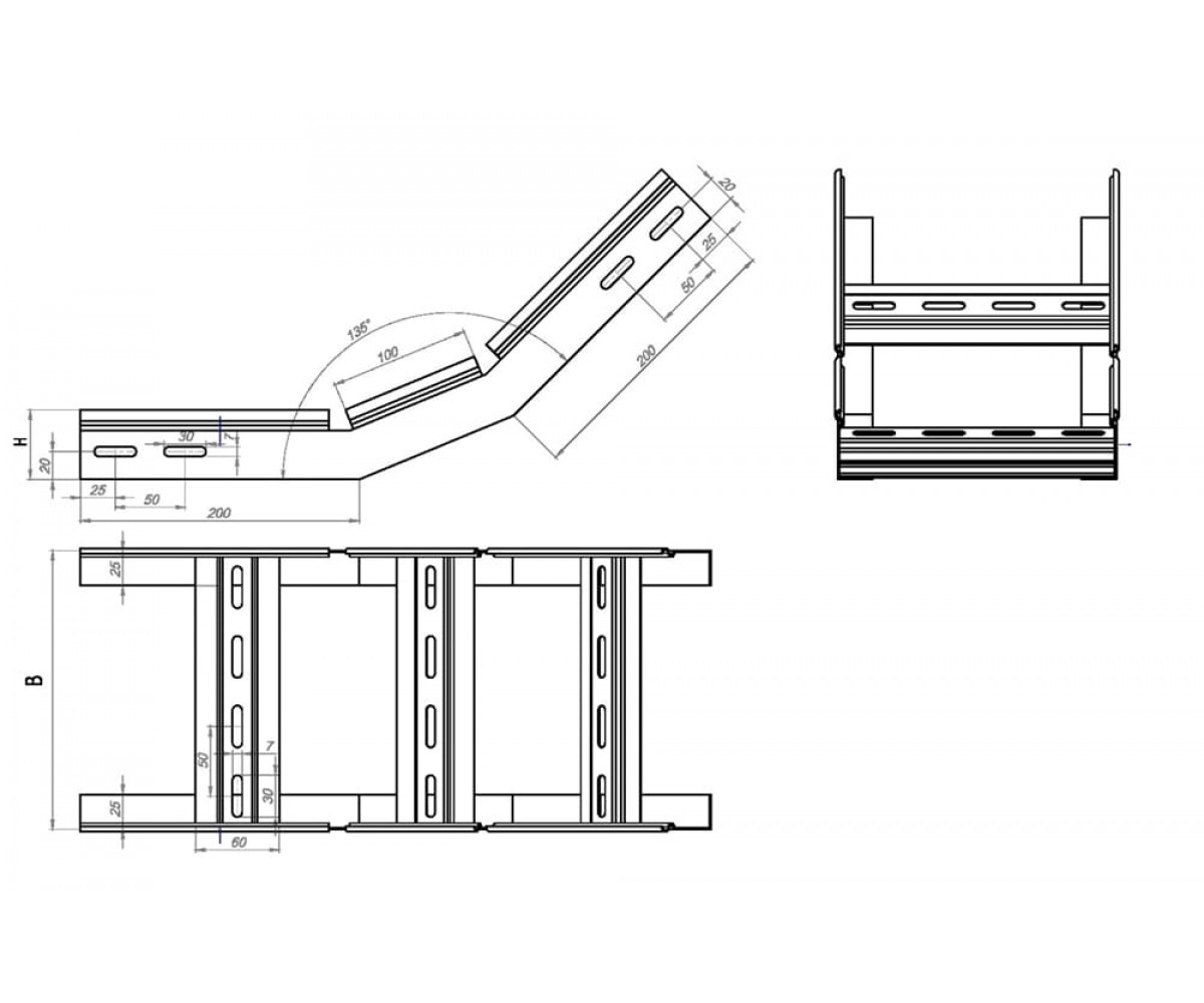 Угол внутренний (подъем) лестничный замковый НЛЗПхк-400х200-1,2-45 холоднокатаный