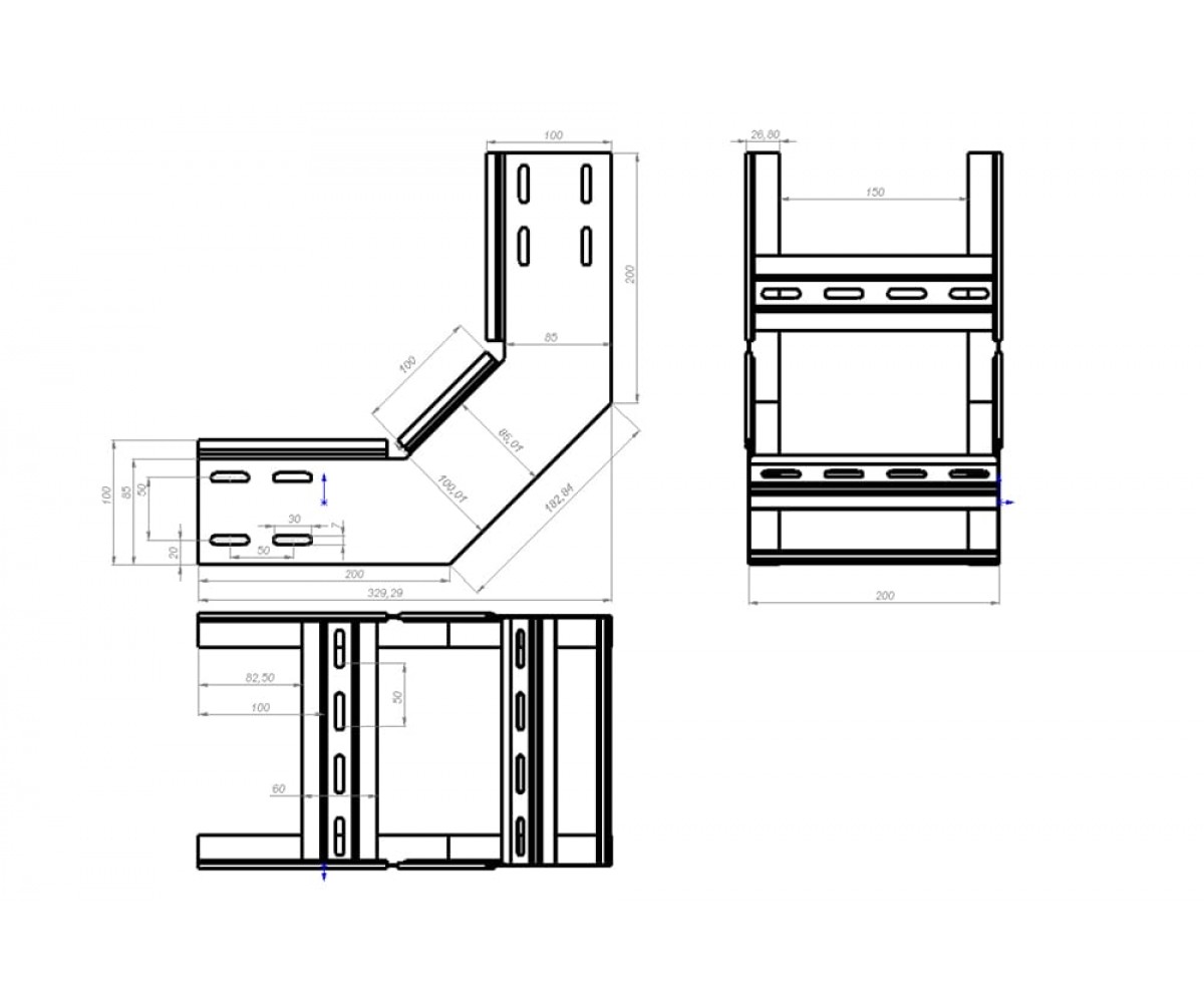 Угол внутренний (подъем) лестничный замковый НЛЗПхк-800х80-1,2-90 холоднокатаный