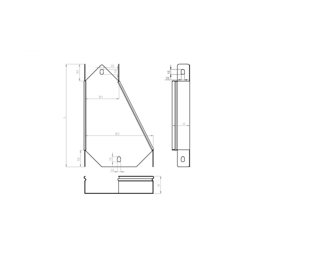 Переход прямой левый замковый ППЛЗ-300х200 Н80-0,8 оцинкованный