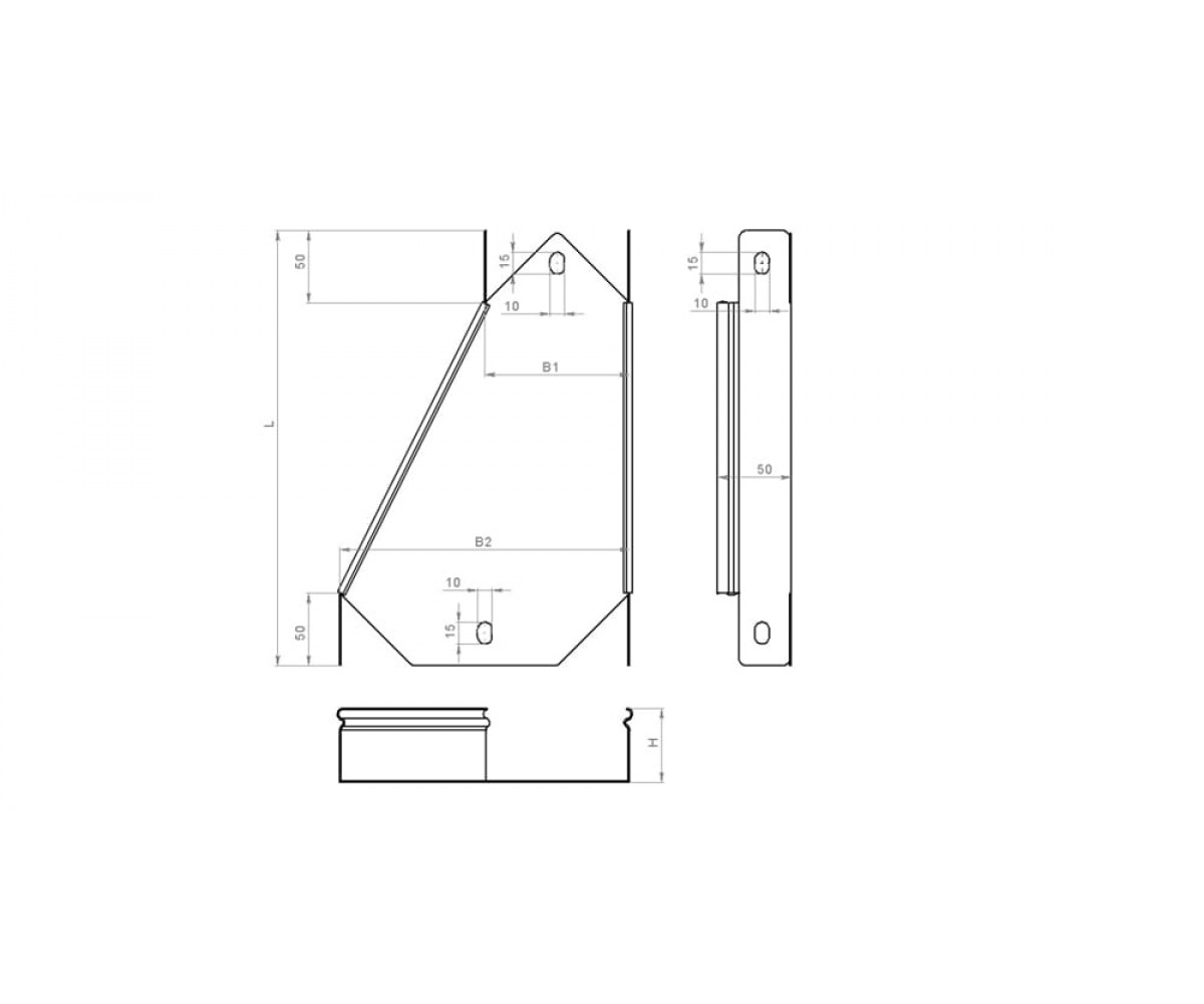 Переход прямой правый замковый ПППЗ-150х100 Н60-1,2 оцинкованный