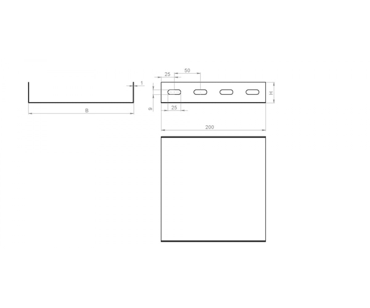 Соединитель лотка боковой 500мм нержавеющая сталь СЛБн-500 AISI 304