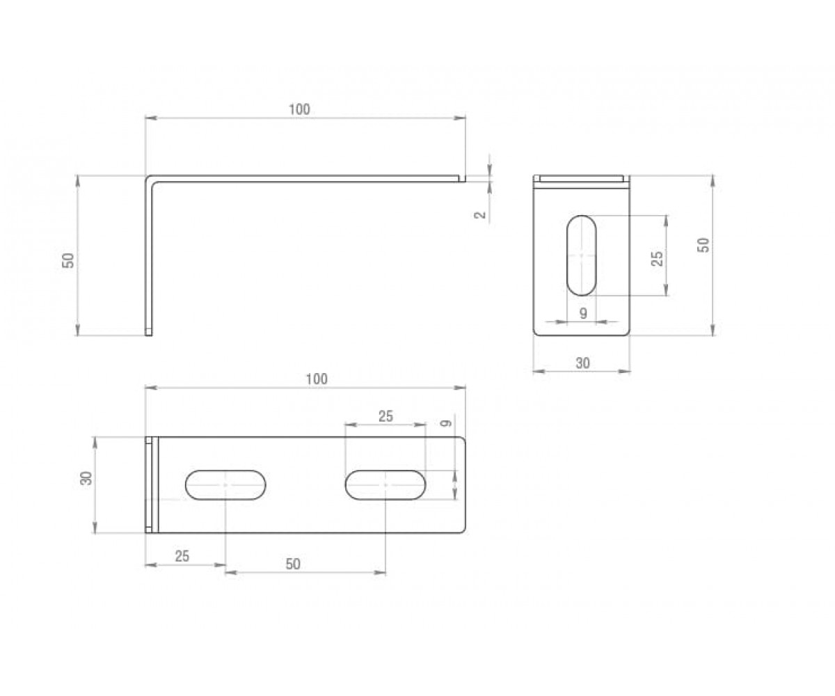 Соединитель угловой (30х100х50*1,5) нержавеющая сталь СУн