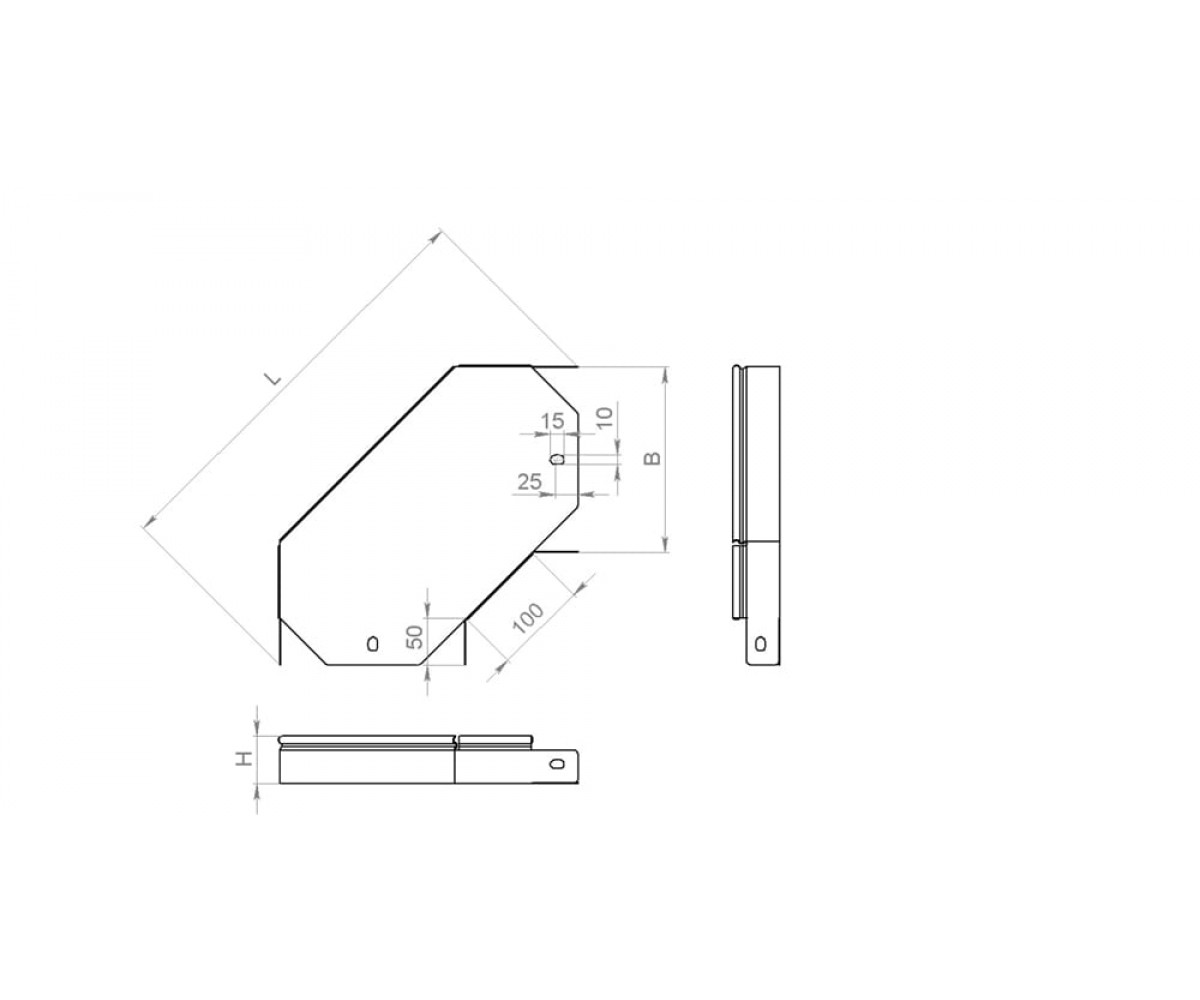 Угол горизонтальный замковый 90 град, ЛМЗУгц-100х50-1,2-90 горячеоцинкованный