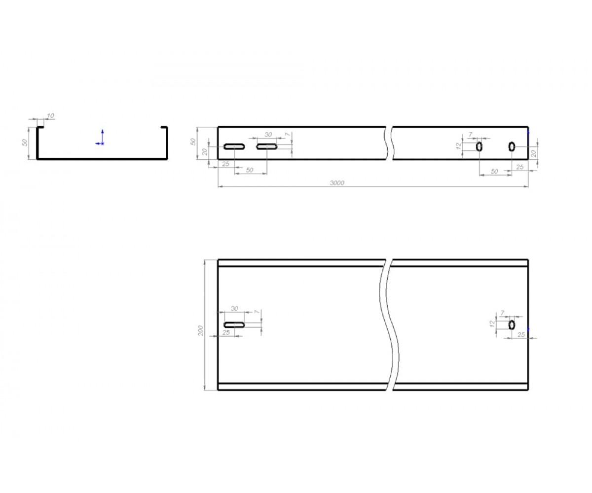Лоток неперфорированный монтажный холоднокатаный ЛМхк-150х100-2,0-3000