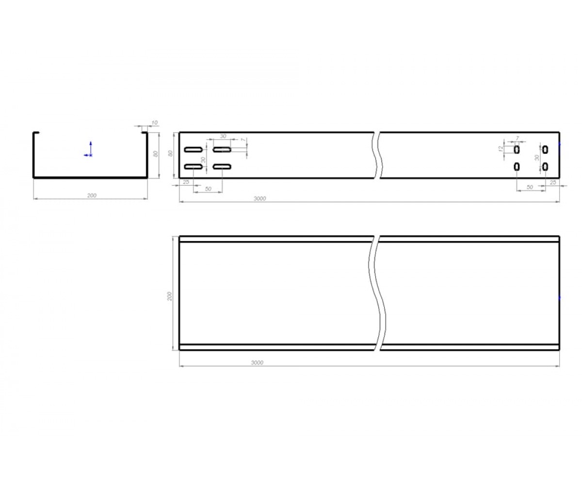 Лоток неперфорированный монтажный холоднокатаный ЛМхк-150х80-2,0-3000