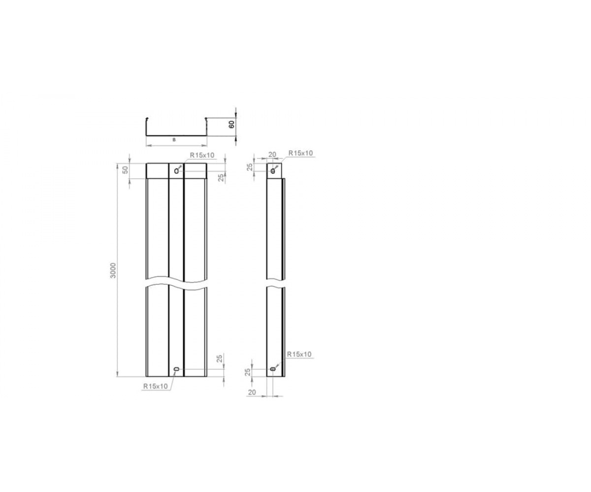 Лоток неперфорированный замковый холоднокатаный ЛМЗхк-500х60-1,5-3000