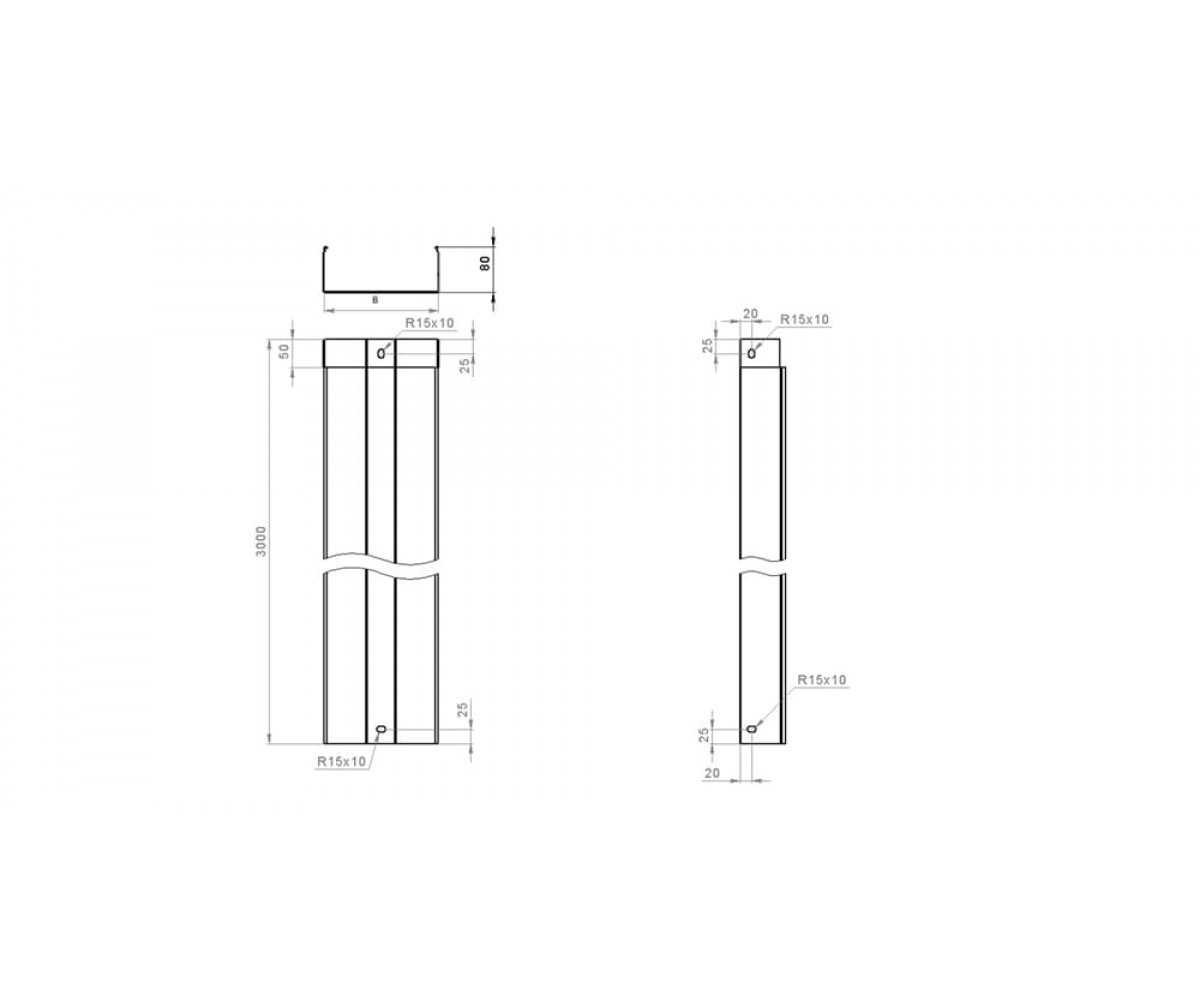 Лоток неперфорированный замковый холоднокатаный ЛМЗхк-100х80-1,5-3000
