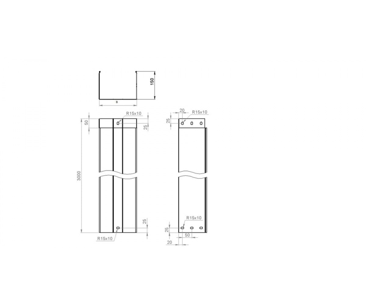 Лоток неперфорированный замковый холоднокатаный ЛМЗхк-500х150-1,0-3000