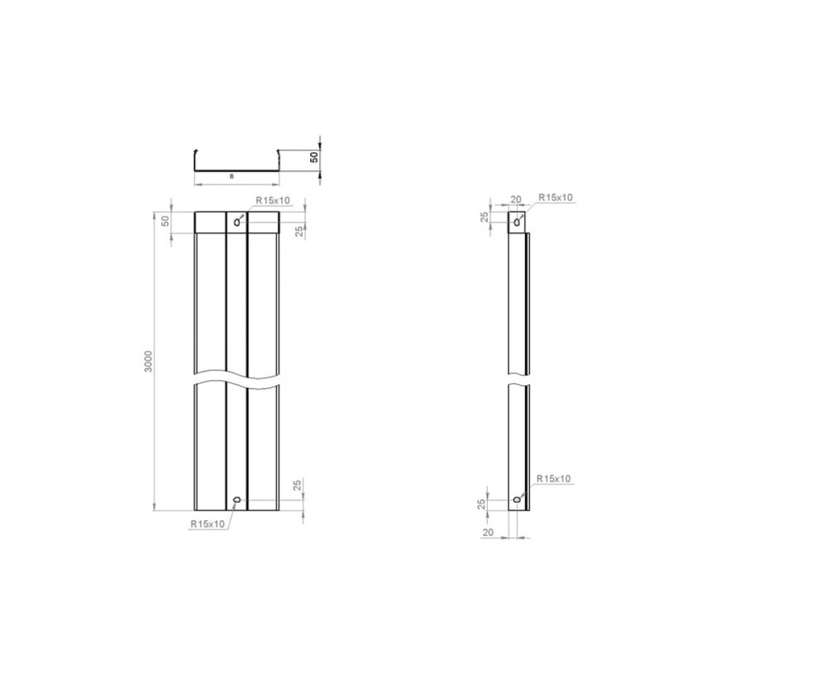 Лоток неперфорированный замковый холоднокатаный ЛМЗхк-500х50-1,0-3000