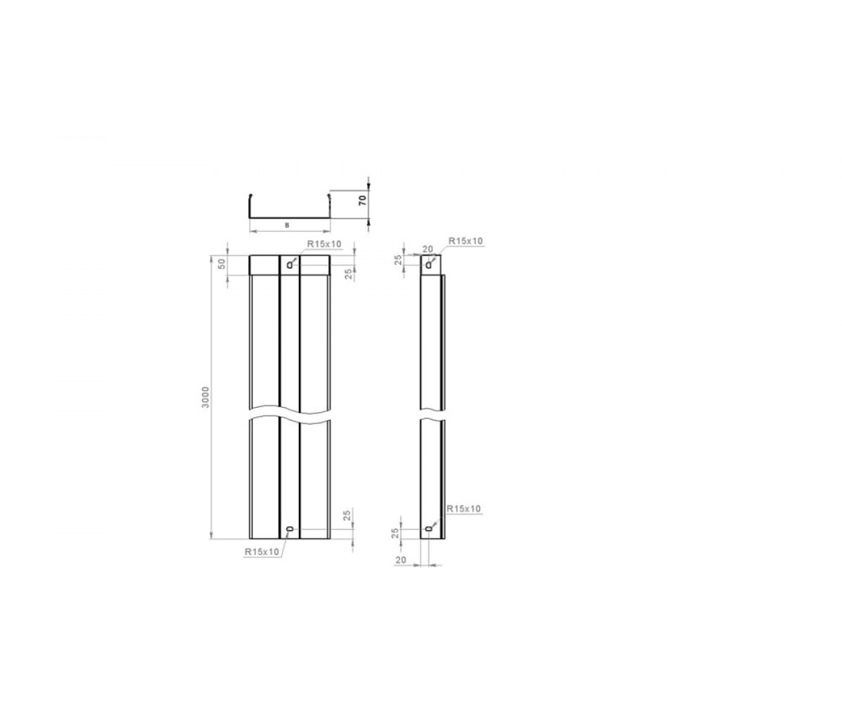 Лоток неперфорированный замковый холоднокатаный ЛМЗхк-100х70-1,0-3000