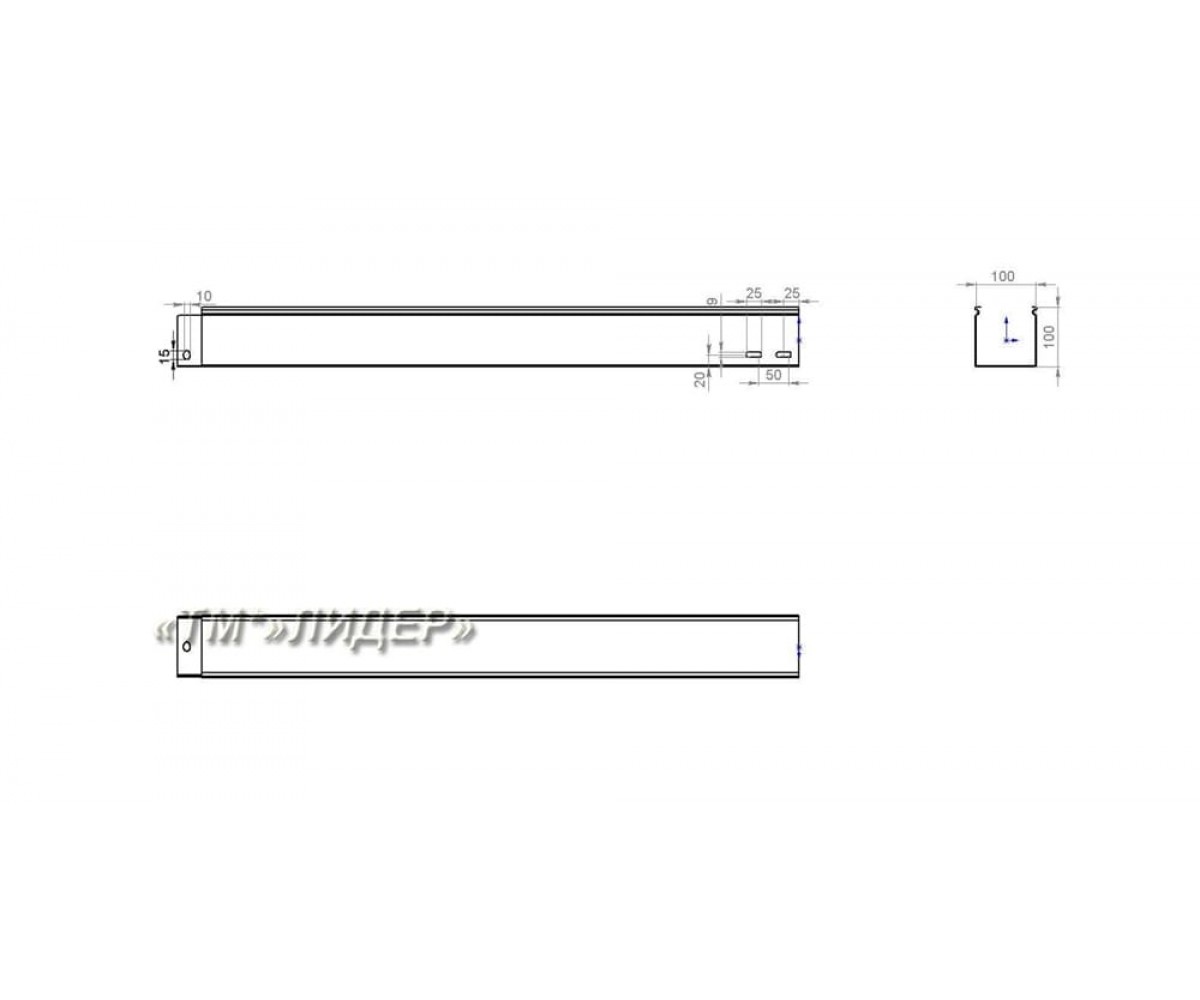 Лоток неперфорированный замковый холоднокатаный ЛМЗхк-100х100-1,2-3000