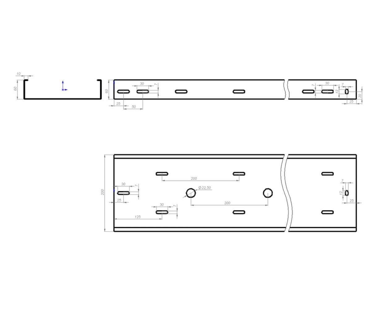 Лоток перфорированный монтажный оцинкованный ЛПМ-200х60-2,0-3000