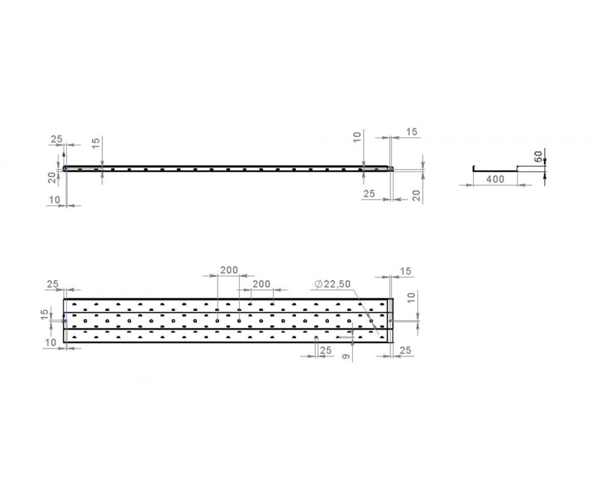 Лоток перфорированный монтажный горячеоцинкованный ЛПМгц-100х60-1,5-3000