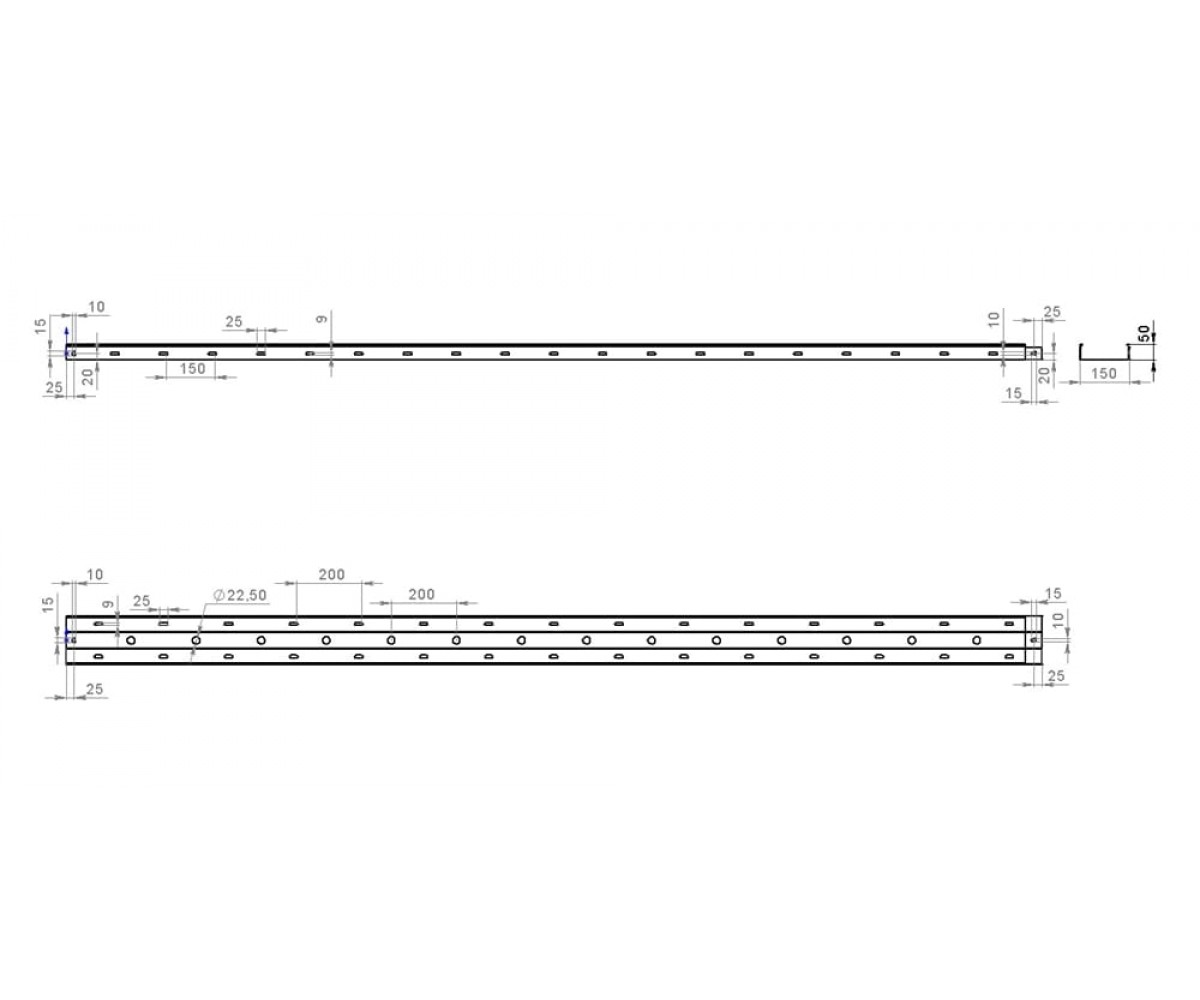 Лоток перфорированный замковый горячеоцинкованный ЛПМЗгц-150х50-1,0-3000