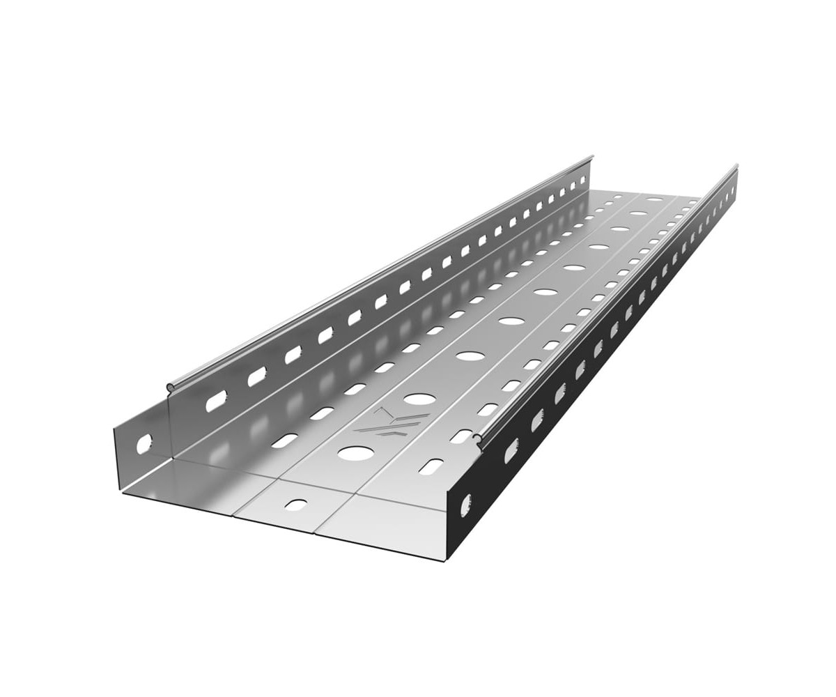Лоток перфорированный замковый горячеоцинкованный ЛПМЗгц-100х60-1,2-2000