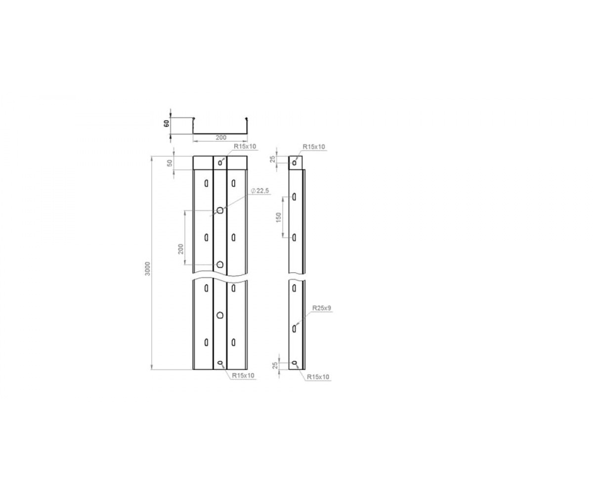 Лоток перфорированный замковый холоднокатаный ЛПМЗхк-500х60-1,0-3000