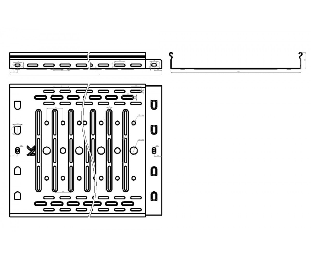 Лоток перфорированный металлический замковый ПРЕМИУМ ЛИДЕР холоднокатаный ЛПМЗ(П)хк-400х50-1,0-2000