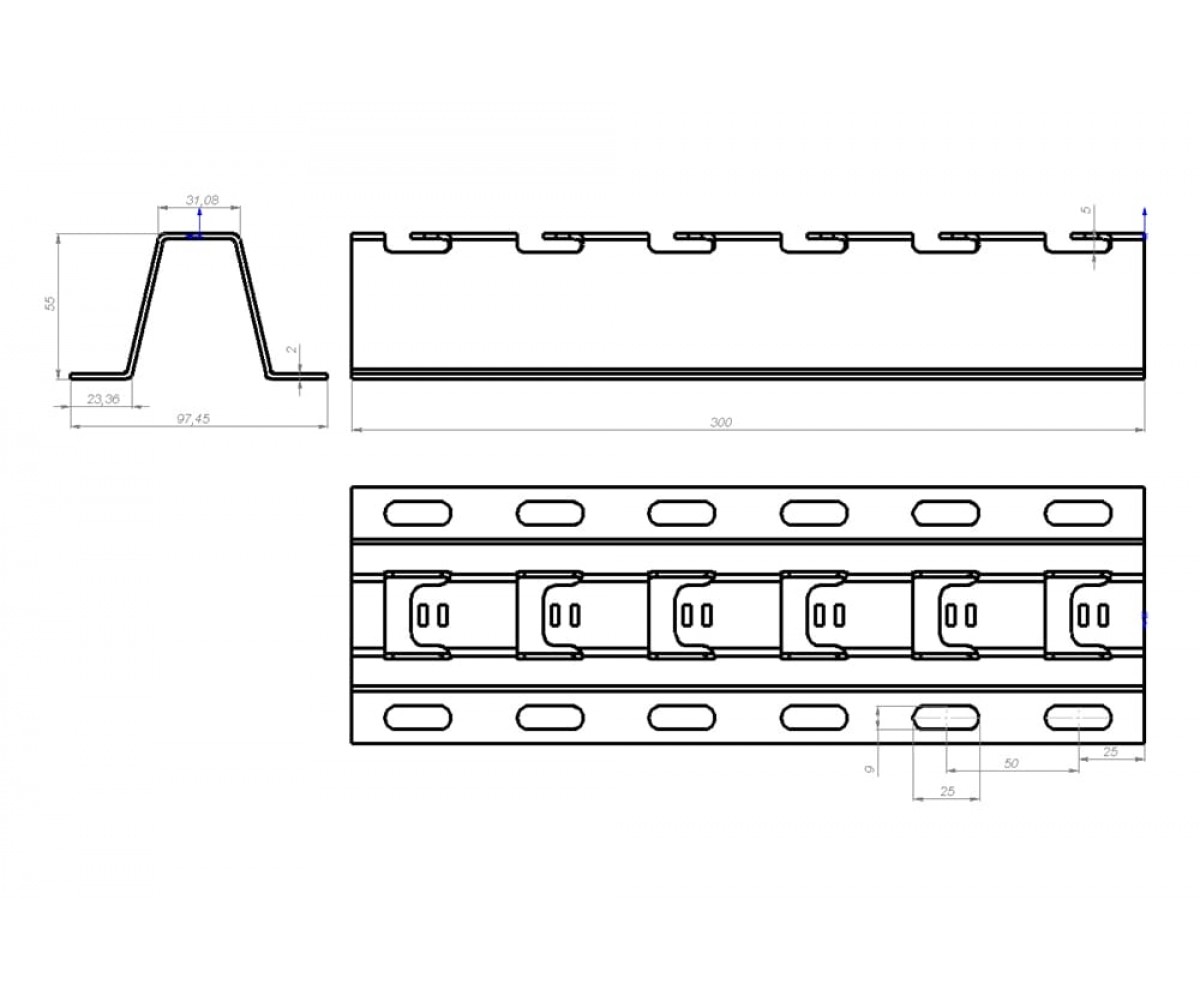 Напольно-настенный держатель нержавеющая сталь ННДн-300 AISI 304