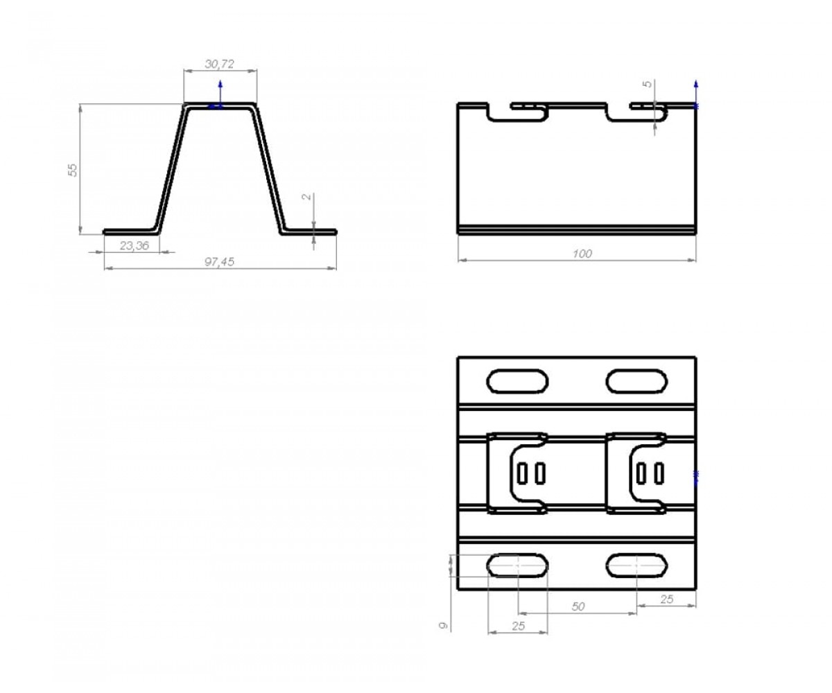 Напольно-настенный держатель нержавеющая сталь ННДн-100 AISI 304