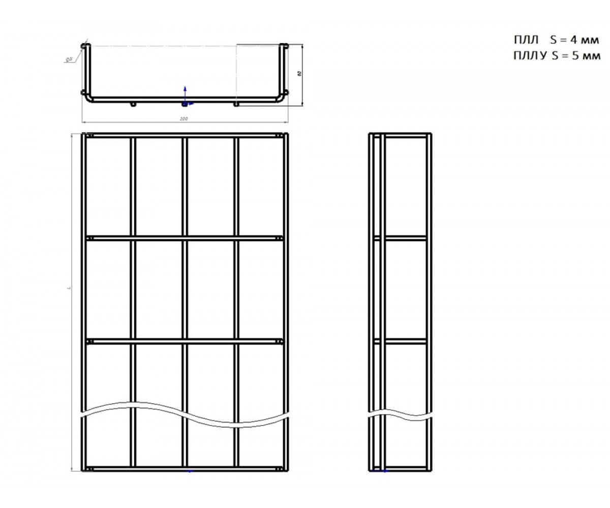 Проволочный лоток оцинкованный усиленный ПЛЛУ-200х60-3000