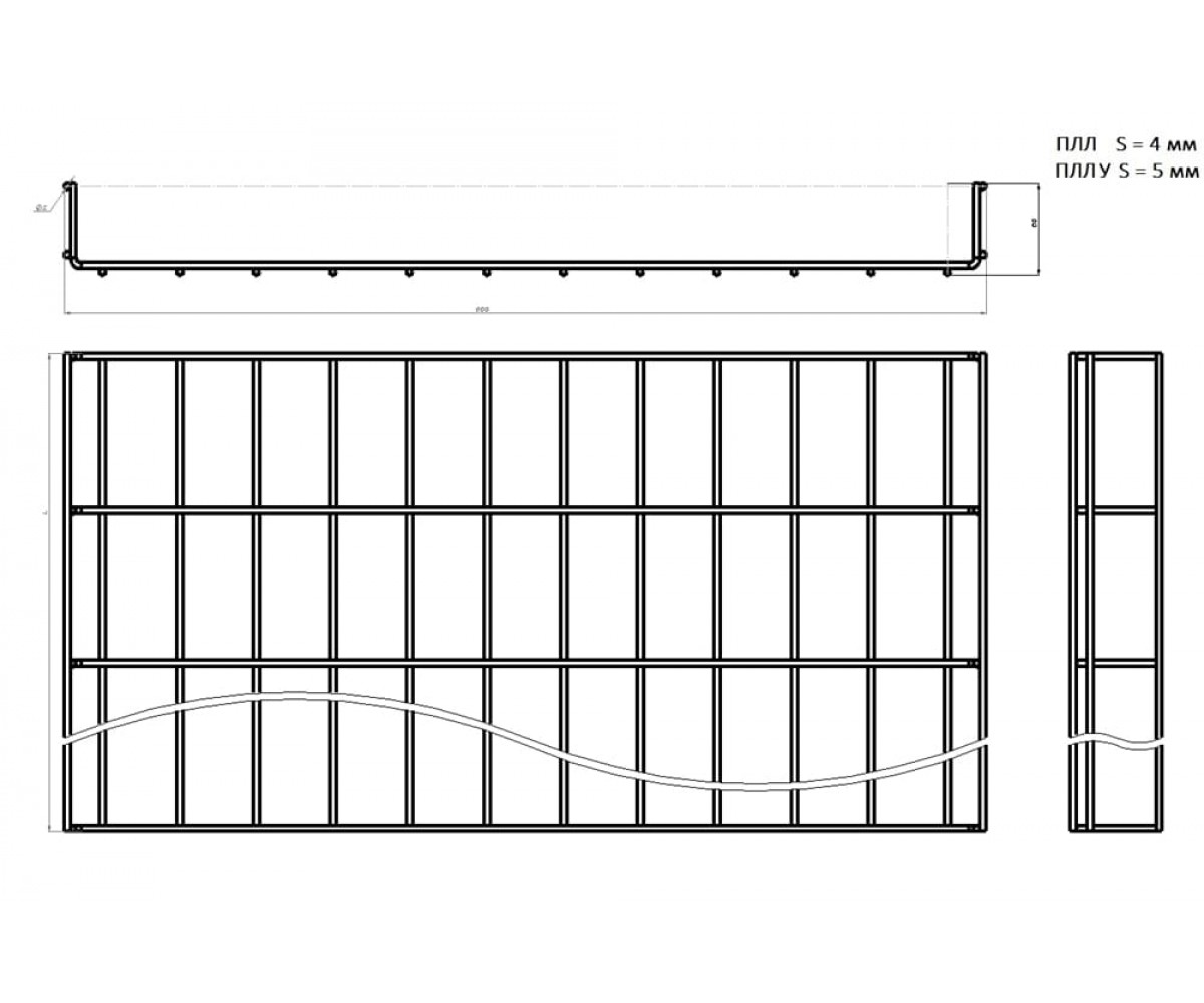 Проволочный лоток усиленный электрохимическое цинкование ПЛЛУэц-600х60-3000