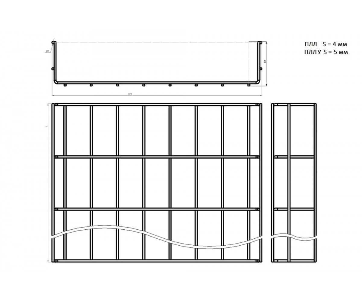 Проволочный лоток усиленный горячеоцинкованный ПЛЛУгц-450х85-3000