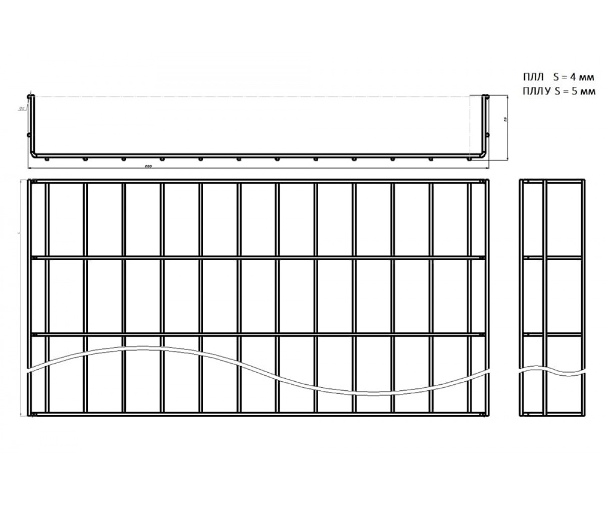 Проволочный лоток холоднокатаный усиленный ПЛЛУхк-600х85-3000