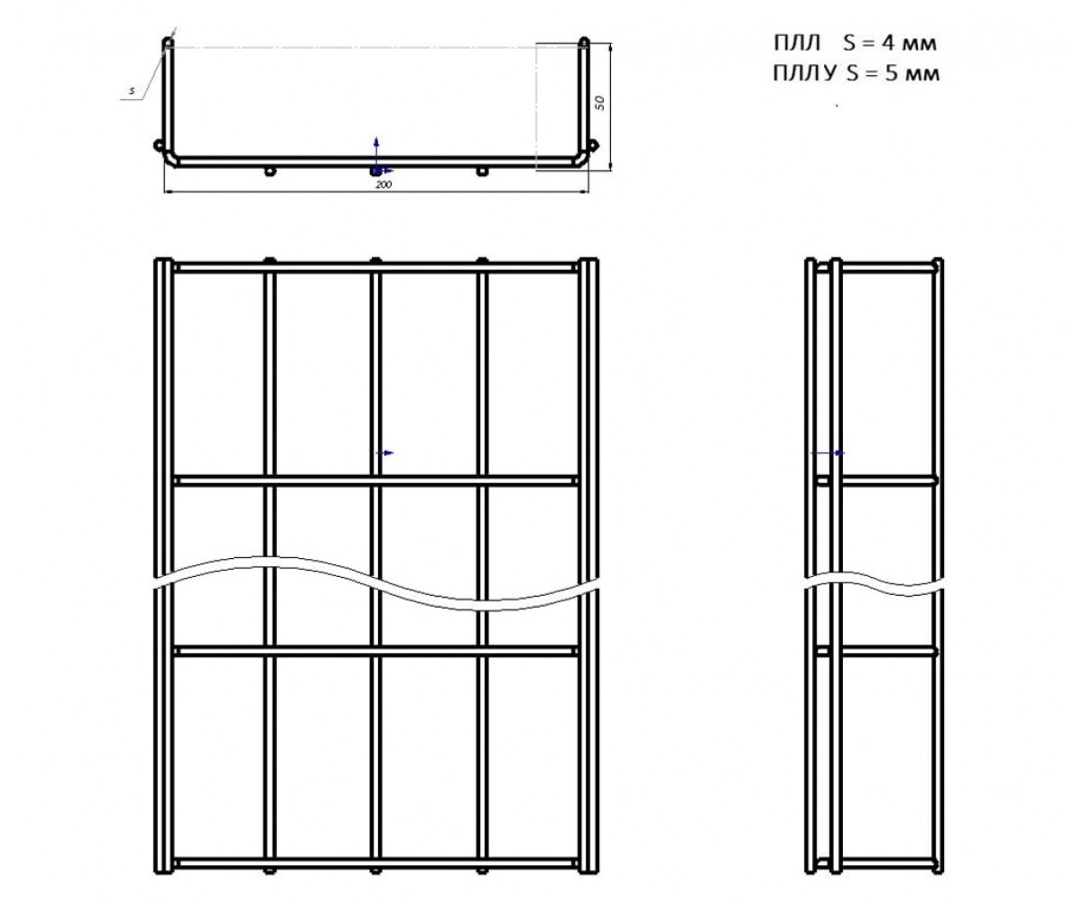 Проволочный лоток нержавеющая сталь ПЛЛн-200х50-3000 AISI 304
