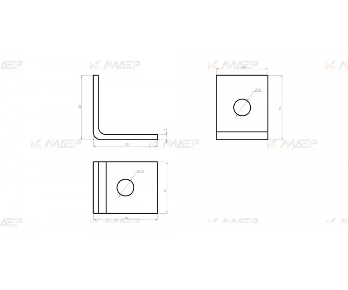 Пластина монтажная L-образная 1+1 отверствия (4мм) электрохимическое цинкование ПМэц MSA600у