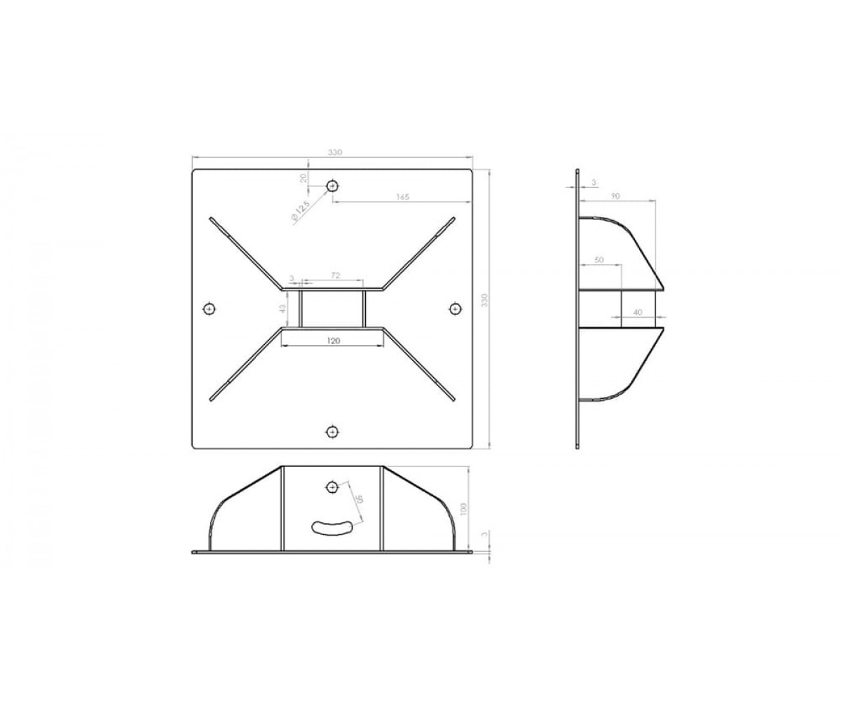 Опора кровельная для "Strut" профиля В41/42 (330х330) горячеоцинкованная ОК-ТССгц