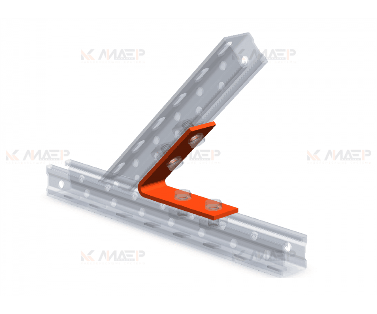 Пластина монтажная (4мм), 2+2 отверствия 45 градусов, электрохимическое цинкование ПМэц MSA616(2+2)у
