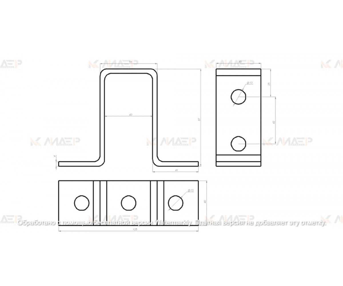 Пластина монтажная (4мм) для сдвоенного профиля 41х41, электрохимическое цинкование, ПМ MSU802у