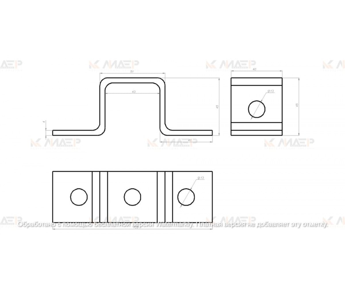 Пластина монтажная (4мм) для профиля 41х41, электрохимическое цинкование ПМэц MSU801у