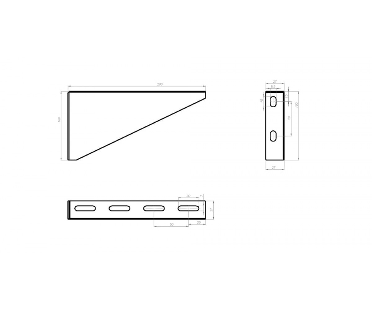 Кронштейн подвеса настенный нержавеющая сталь 200мм S=2,0мм КПНЛн(сн)-200 AISI 304