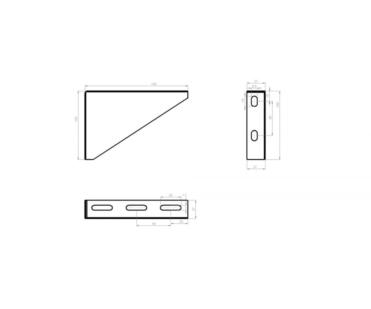 Кронштейн подвеса настенный нержавеющая сталь 150мм S=2,0мм КПНЛн(сн)-150 AISI 304