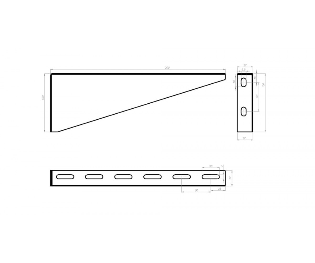 Кронштейн подвеса настенный горячеоцинкованный 300мм S=2,0мм КПНЛгц(сн)-300