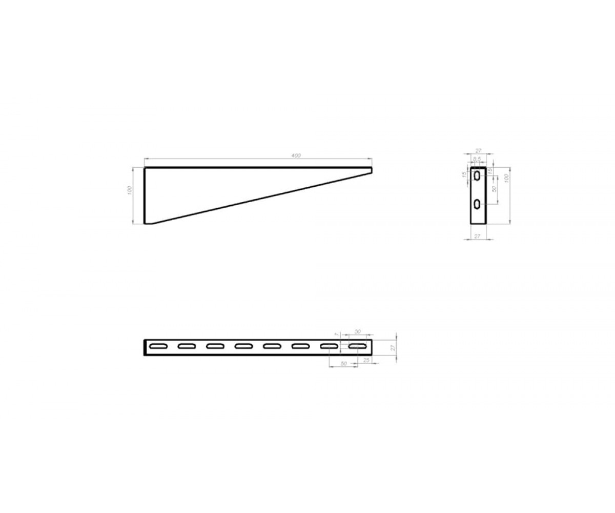 Кронштейн подвеса настенный горячеоцинкованный 400мм S=2,5мм КПНЛгц(вн)-400