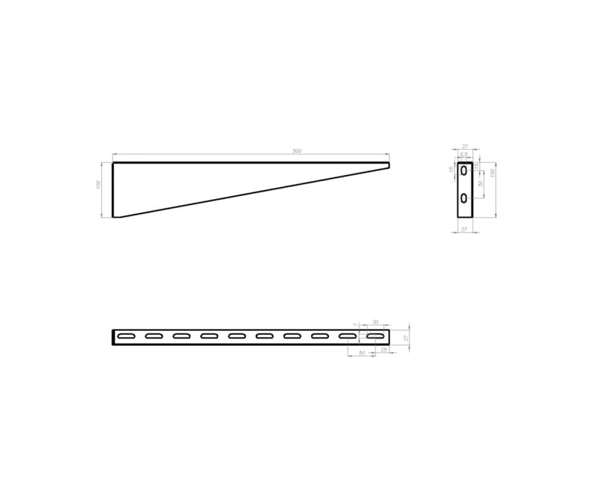 Кронштейн подвеса настенный горячеоцинкованный 500мм S=2,0мм КПНЛгц(сн)-500