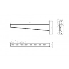 Настенный кронштейн усиленный высокой нагрузки 480мм S=2,5мм основание (150х40х6,0) горячеоцинкованный НКУгц(вн)-450